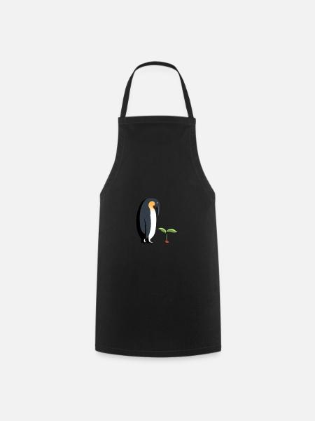 Penguin with plant - Cooking Apron - black