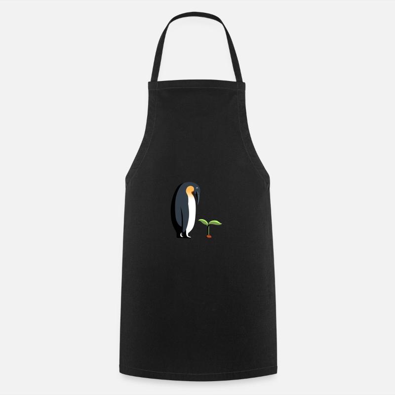 Pingouin avec plante - Tablier de cuisine - noir
