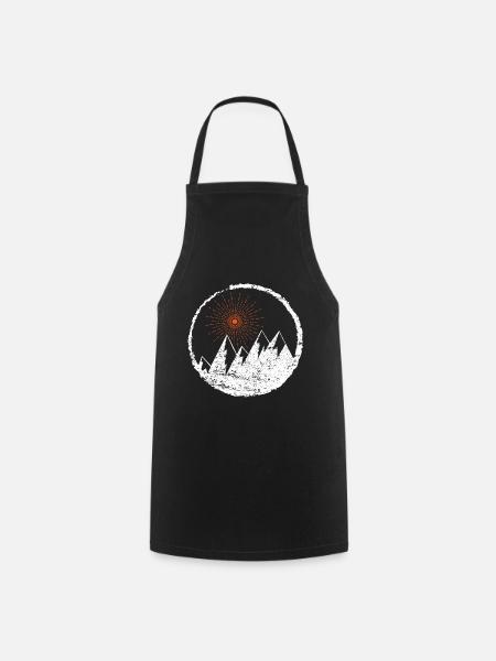 Montagnes Montagne l icône logo soleil - Tablier de cuisine - noir