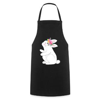 Kleine Hase mit Blumen - Kochschürze - Schwarz - Vorne - AI Model Male 185 dark (185cm)