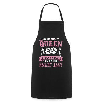 Queen Of Game Night Card Game Broadgame Winner - Cooking Apron - black - Front - AI Model Male 185 dark (185cm)