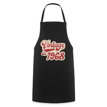 Vintage Est 1968 - Cooking Apron - black - Front - AI Model Male 185 dark (185cm)