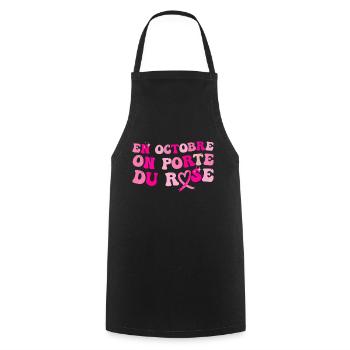 Octobre rose solidarité cancer du sein cadeau - Tablier de cuisine - noir - Devant - AI Model Male 185 dark (185cm)