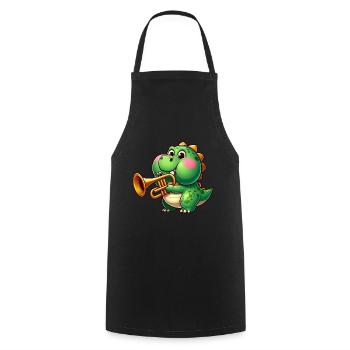 Trex épais avec trompette dessin animé dinosaure musique - Tablier de cuisine - noir - Devant - AI Model Male 185 dark (185cm)