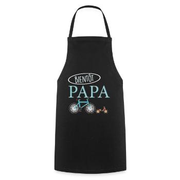 Papa, idée cadeau futur naissance, futur papa - Tablier de cuisine - noir - Devant - AI Model Male 185 dark (185cm)