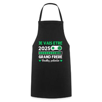Grand Frère 2025 Annonce Naissance Geek Gamer - Tablier de cuisine - noir - Devant - AI Model Male 185 dark (185cm)