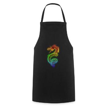 Dragon chinois élégant - Tablier de cuisine - noir - Devant - AI Model Male 185 dark (185cm)