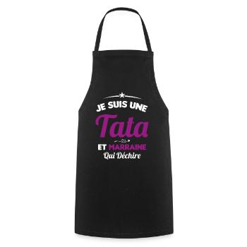 Je Suis Une Tata et Marraine Qui Déchire - Tablier de cuisine - noir - Devant - AI Model Male 185 dark (185cm)