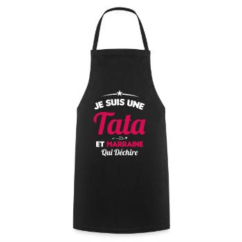 Je Suis Une Tata et Marraine Qui Déchire - Tablier de cuisine - noir - Devant - AI Model Male 185 dark (185cm)