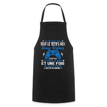 Je ne joue pas tout le temps aux jeux vidéos - Tablier de cuisine - noir - Devant - AI Model Male 185 dark (185cm)