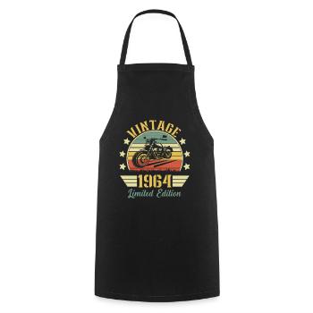 Vintage 1964 Retro Motorcycle Birthday Gift - Cooking Apron - black - Front - AI Model Male 185 dark (185cm)