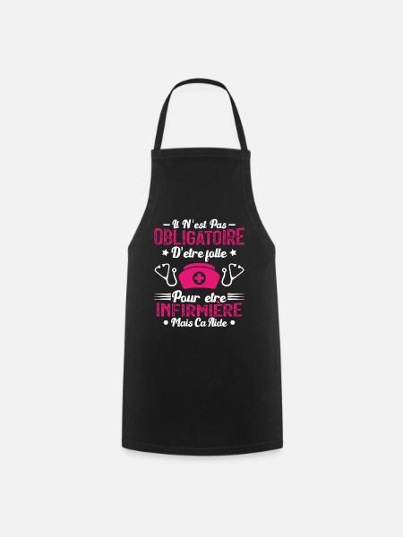 Folle et infirmière Humour infirmière Cadeau - Tablier de cuisine - noir