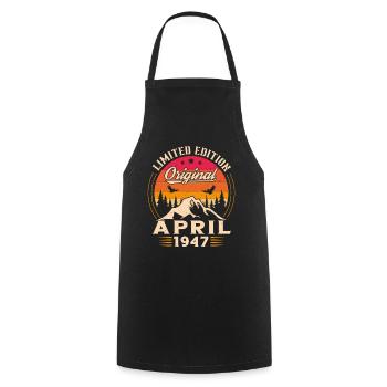 Vintage Nées En Avril 1947 Cadeau D'anniversaire - Tablier de cuisine - noir - Devant - AI Model Male 185 dark (185cm)