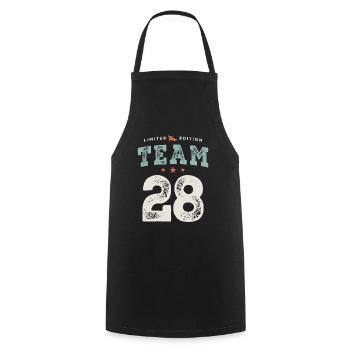 28th Birthday Funny 28 Years Old - Cooking Apron - black - Front - AI Model Male 185 dark (185cm)