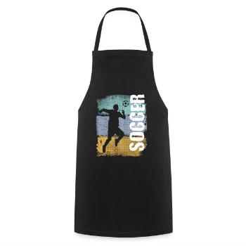 Soccer Vintage Retro Soccer Player - Cooking Apron - black - Front - AI Model Male 185 dark (185cm)