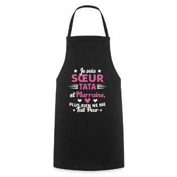 Sœur Tata et Marraine Plus Rien Ne Me Fait Peur - Tablier de cuisine - noir - Devant - AI Model Male 185 dark (185cm)