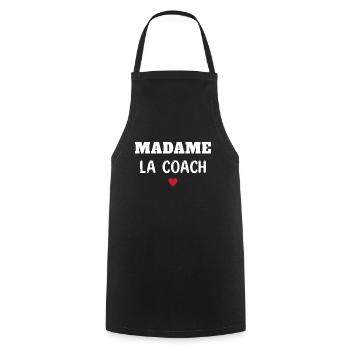 Femme Humour Coach Sportif madame la Coach - Tablier de cuisine - noir - Devant - AI Model Male 185 dark (185cm)