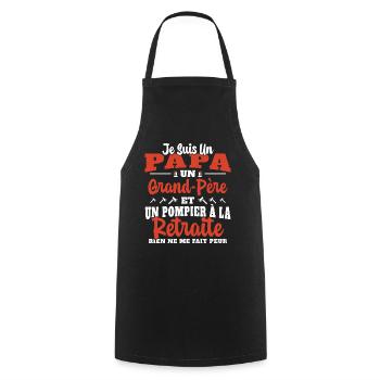 Cadeau de retraite drôle pour grand père pompier - Tablier de cuisine - noir - Devant - AI Model Male 185 dark (185cm)