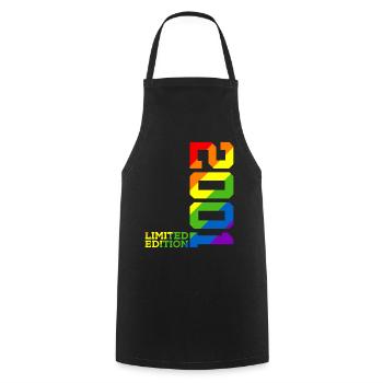 LGBTQ 2001 REGENBOGEN QUEER 24. GEBURTSTAG PRIDE - Kochschürze - Schwarz - Vorne - AI Model Male 185 dark (185cm)