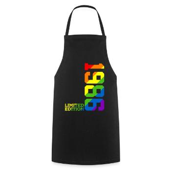 LGBTQ 1986 ARC-EN-CIEL QUEER 39E ANNIVERSAIRE FIERTÉ - Tablier de cuisine - noir - Devant - AI Model Male 185 dark (185cm)