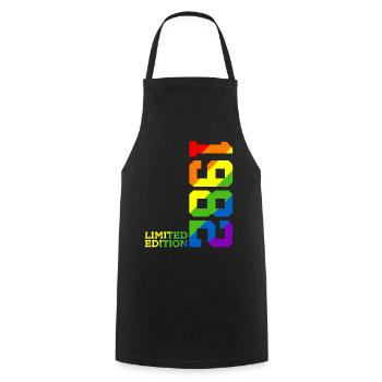 LGBTQ 1982 REGENBOGEN QUEER 44. GEBURTSTAG PRIDE - Kochschürze - Schwarz - Vorne - AI Model Male 185 dark (185cm)