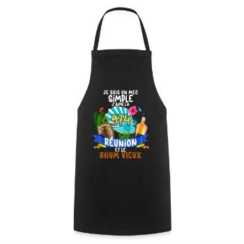 Réunion et Rhum Vieux Humour Homme Apéro - Tablier de cuisine - noir - Devant - AI Model Male 185 dark (185cm)