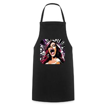 Cool screaming girl in pink black skulls - Cooking Apron - black - Front - AI Model Male 185 dark (185cm)