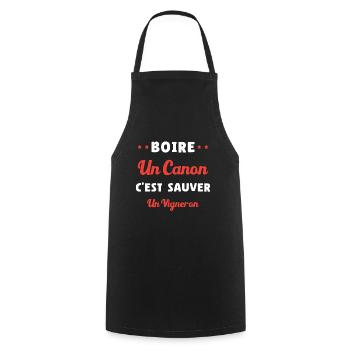 humour apéro boire un canon vigneron noel - Tablier de cuisine - noir - Devant - AI Model Male 185 dark (185cm)