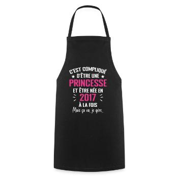 Princesse Née en 2017 - Cadeau D'anniversaire 2017 - Tablier de cuisine - noir - Devant - AI Model Male 185 dark (185cm)