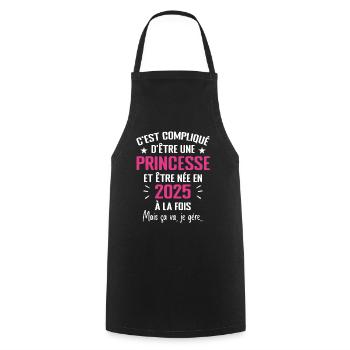 Princesse Née en 2025 - Cadeau D'anniversaire 2025 - Tablier de cuisine - noir - Devant - AI Model Male 185 dark (185cm)