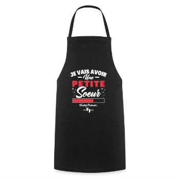 Je vais avoir une petite sœur - Tablier de cuisine - noir - Devant - AI Model Male 185 dark (185cm)