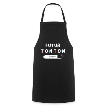Homme Annonce Grossesse Tonton Futur Tonton - Tablier de cuisine - noir - Devant - AI Model Male 185 dark (185cm)