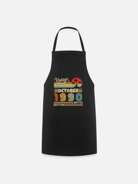 Original Oktober 1990 Jahrgang Jubiläum 1990 - Kochschürze - Schwarz