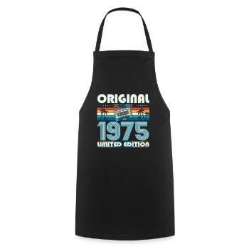 48th Birthday Retro Cassette Best of Octobre 1975 - Tablier de cuisine - noir - Devant - AI Model Male 185 dark (185cm)