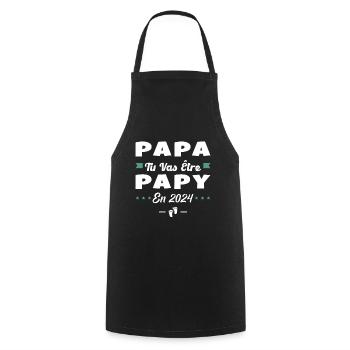 Futur Grand Père Papa Tu Vas Être Papy 2024 - Tablier de cuisine - noir - Devant - AI Model Male 185 dark (185cm)