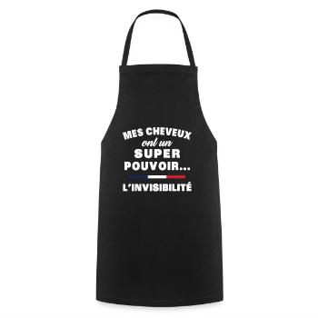 mes cheveux homme humour cheveux super pouvoir - Tablier de cuisine - noir - Devant - AI Model Male 185 dark (185cm)