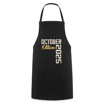 Octobre 2025 Vintage - Rétro cadeau anniversaire - Tablier de cuisine - noir - Devant - AI Model Male 185 dark (185cm)