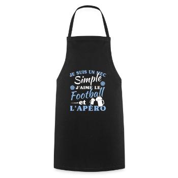 Un mec simple, football et apéro - Tablier de cuisine - noir - Devant - AI Model Male 185 dark (185cm)