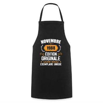 Cadeau D'anniversaire En Novembre 1988 - 1988 - Tablier de cuisine - noir - Devant - AI Model Male 185 dark (185cm)