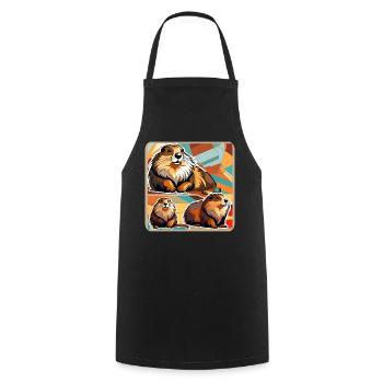 Marmottes mignonnes - Tablier de cuisine - noir - Devant - AI Model Male 185 dark (185cm)