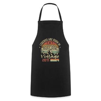 Legends were born in December 2011 - 2011 December - Cooking Apron - black - Front - AI Model Male 185 dark (185cm)