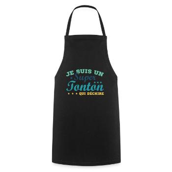Je Suis Un Super Tonton Qui Déchire Cadeau Humour - Tablier de cuisine - noir - Devant - AI Model Male 185 dark (185cm)