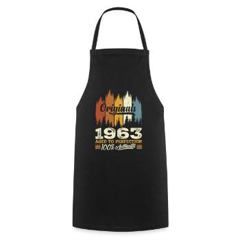 1963 Vintage Cadeau D'anniversaire 1963 Original - Tablier de cuisine - noir - Devant - AI Model Male 185 dark (185cm)