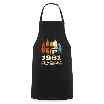1961 Vintage Original 1961 Birthday Gift - Cooking Apron - black - Front - AI Model Male 185 dark (185cm)