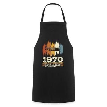 1970 Vintage Cadeau D'anniversaire 1970 Original - Tablier de cuisine - noir - Devant - AI Model Male 185 dark (185cm)