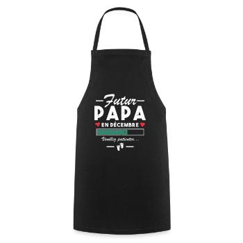 Homme Annonce Grossesse Futur Papa En décembre - Tablier de cuisine - noir - Devant - AI Model Male 185 dark (185cm)