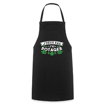 J'Peux pas J'ai Potager Cadeau De Jardinage Drole - Tablier de cuisine - noir - Devant - AI Model Male 185 dark (185cm)