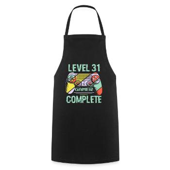 Level 31 Complete 31 Years Old Gamer Level 31 Complete - Cooking Apron - black - Front - AI Model Male 185 dark (185cm)