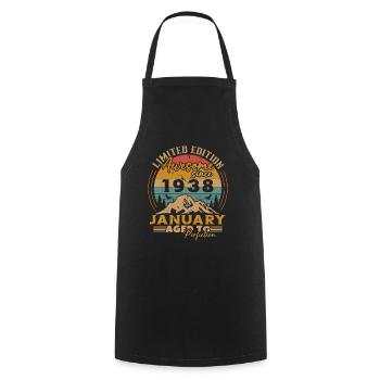 Birthday Gift Born In January 1938 - Cooking Apron - black - Front - AI Model Male 185 dark (185cm)