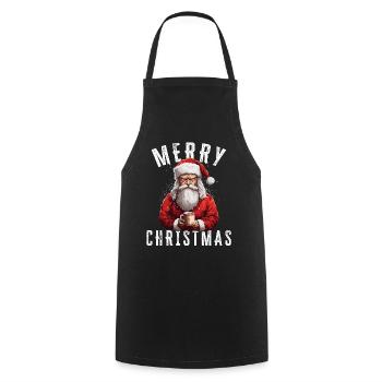 Père Noël - Noël - Motif de Noël - Tablier de cuisine - noir - Devant - AI Model Male 185 dark (185cm)